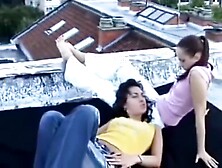 Foot choking and trample girl on girl