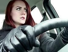 Madalynn Raye Wearing Leather Gloves While Belching