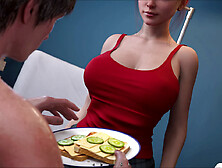 Visual novel game,  hot brunette babe