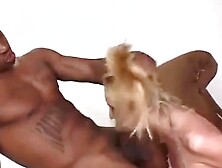 Naughty blonde double penetrated in interracial gangbang