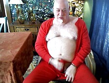 UNION DRESS JERK OFF! Bear jerks on web camera in a red union dress and cums! Very verbal!!
