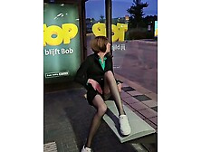 Waiting at the busstop.  Don't get bored and caugh