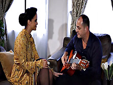 Watch this curvy MILF in stockings ride her teacher's hard cock before getting banged in doggystyle