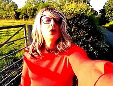 Crossdresser Kellycd Masturbating On Her Car Drive Out In The Countryside