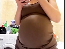 Massive Milky Boobs Of Pregnant Stepmom In The Bathroom