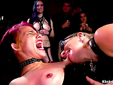 Redhead Spanked At Orgy Party