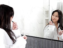 Home alone brunette toy fucks her petite pussy in insane manners