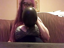 Big Breasted Woman Sucks Up And Pops Balloons