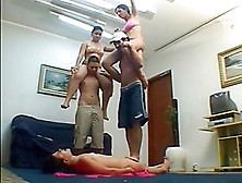 Girl Trampling By 2 Guys