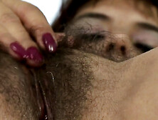 Bushy older snatch have a fun sex-toy