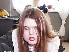 Mistress BBW Vamp in Leather Gloves Does Hanjob with Elements of Blowjob