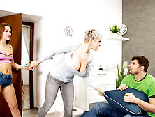 Busty blonde mom fucks daughter's hot boyfriend