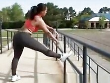 Athletic Big Black ASS Stretching