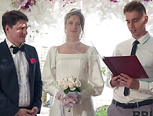 Dirty and slutty bride Jane White bends over to be fucked hard