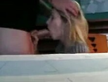 Blonde Girl Almost Gets Caught While Sucking And Fucking