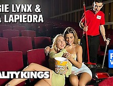 Reality Kings - Angie Lynx & Ada Lapiedra Let Usher Jordi Join Them For A Slutty 3Some In The Theater