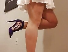 Cd In Purple Shoes And Sexy White Dress