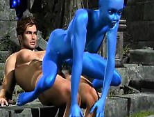 Human Fucking 3D Blue Alien Girl!