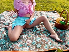 Concupiscent Tiny Gal Masturbate In Park.  Hot Cunt Flashing Below Petticoat Whilst Picnic.  Tiny Vagina Wanted Climax Here And No