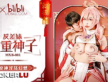 Genshin Cosplay Asian Teen getting her Tight Pussy fucked gaped