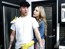 Harper Hill hops on stepson's cock and rides it with relish