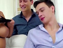 Bi-Curious Hunks Share Sex With Hot Blonde Babe - Alessandra & Vanessa