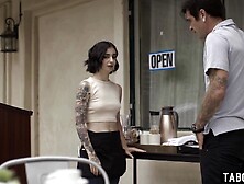Tiny waitress Stevie Moon anal screwed by rectal hole client his twin brother