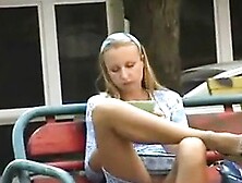 Flashing Her Pussy At The Park