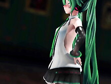Miku Hatsune Undress Dance Cartoon Cunt Plug Toy Reversible Campaign Song MMD 3D Green Hair (CLIP)