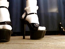 Ruffled White Socks Adult Patent Leather Maryjanes