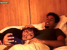 My stepsister lies down on my lap and lets me put my knob in her throat