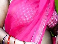 Very Hot Indian Lady In Red Saree.