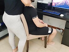 Older Mamma Gives Her Stepson A Tugjob During The Time That Watching Porn