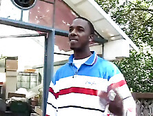 Tiny breasts ebony sweetheart twat banging in dogging position