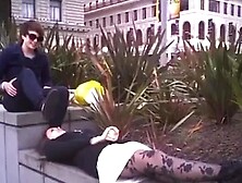 Cute girl sniffing lesbian feet