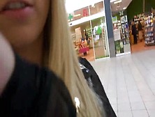 Blond Girl Public Spermawalk Shoping