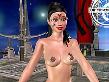 An animated 3D hentai porn tape of a charming Indian slut giving fine poses and masturbating using banana