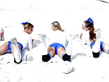 Volleyball coach fucks three babe at once