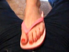 Monique's Pink Flip Flops Footjob