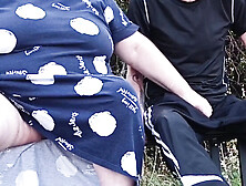 Stepmom Fingering My Cock on Park Bench Outdoor Sex