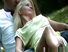 Naked pussy upskirt (fake) in park