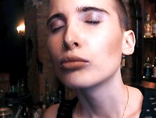 Slim hobby hooker on an EroCom date inside a bar