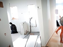 Naughty housewife fucks with the architect working at her house.