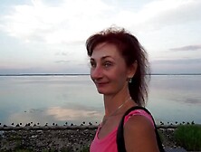 Walking by embankment of Khvalynsk town