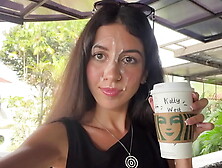 Crazy Cumwalk In Starbucks - Blowjob In Public Toilet,  Drinking Coffee With Sperm