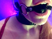 Ballgag, dripping, blindfolded in bondage
