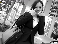 Asian secretary Ritsuko Tachibana is masturbating