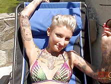 Skinny chick,  close up,  vacation