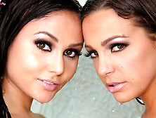 Ariana Marie and Abigail Mac licking in the shower