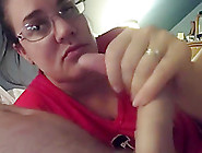 Amateur Milf jerks,  sucks,  and fucks husband's dick till he cums...